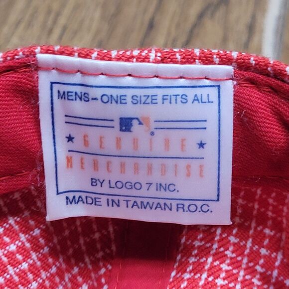 Cincinnati Reds Hat Cap Adult Red Check Vintage Logo Athletic Wool Blend - Picture 10 of 11